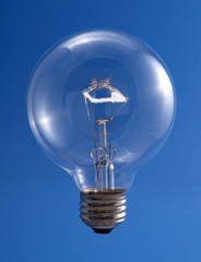 Round Transparent Light Bulb Lit