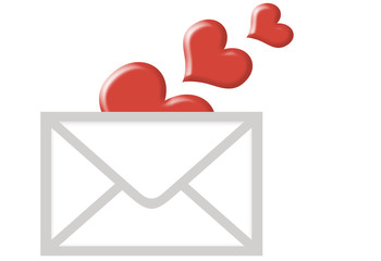 valentine - love letter with hearts dropping into envelope
