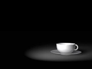 White ceramic cup of coffee at night
