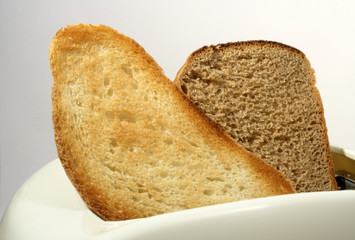 Two toasts in toaster
