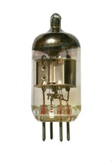 Glass vacuum radio tube. Isolated image on white background