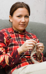 girl with knitting