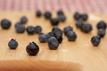 Blueberries on a Cutting Board with Narrow Depth of Field
