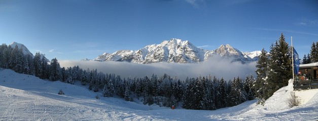 Fototapeta premium Panorama Katzenkopf, Seefeld, Leutasch, Tirol