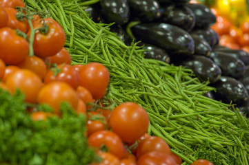 étalage fruits et légumes
