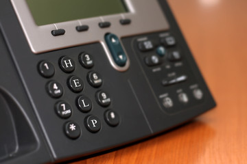 Support line digital phone with "help" sign