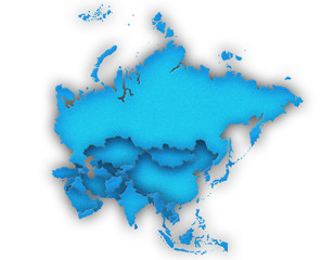 Carte Asie 3D Bleu