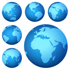 planet earth map from six views; illustration