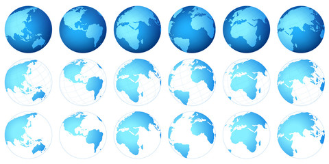 planet earth map from six views; illustration