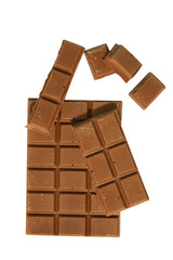 Tile of a milk chocolate on a white background