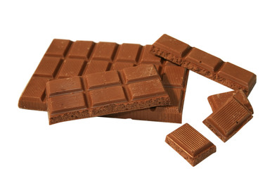 Tile of a milk chocolate on a white background