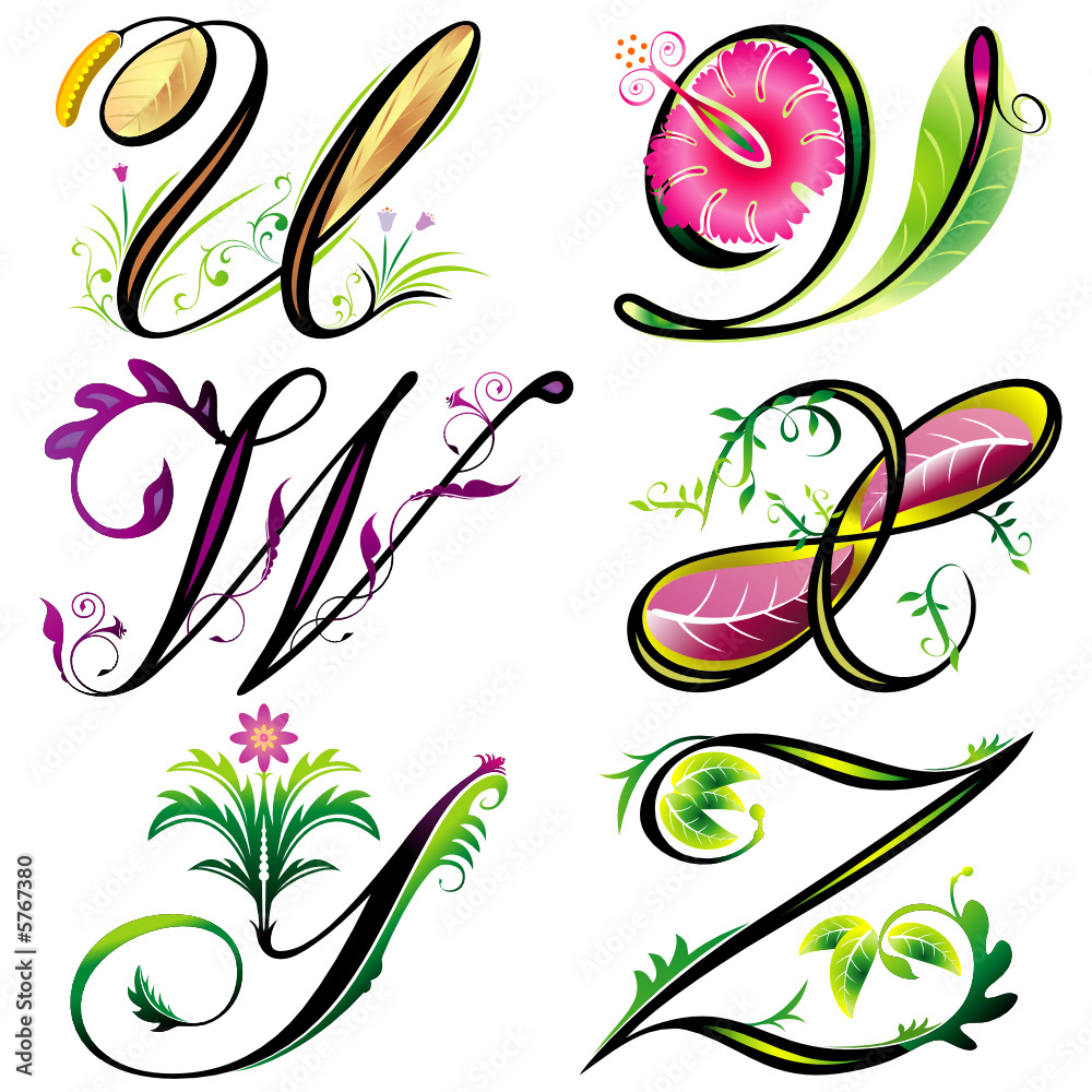 Poster alphabets elements design - series u to z