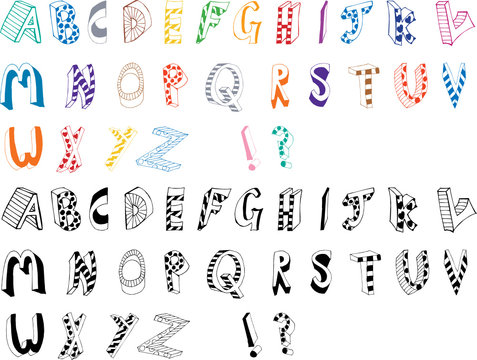 Cool Cartoon Style Hand Drawn Alphabet