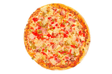 Tasty Italian pizza, isolated on white background