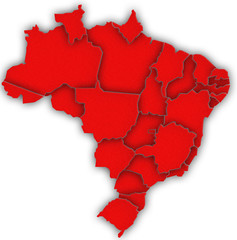 Carte Brésil 3D Rouge