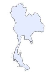 Thailand light blue map with shadow