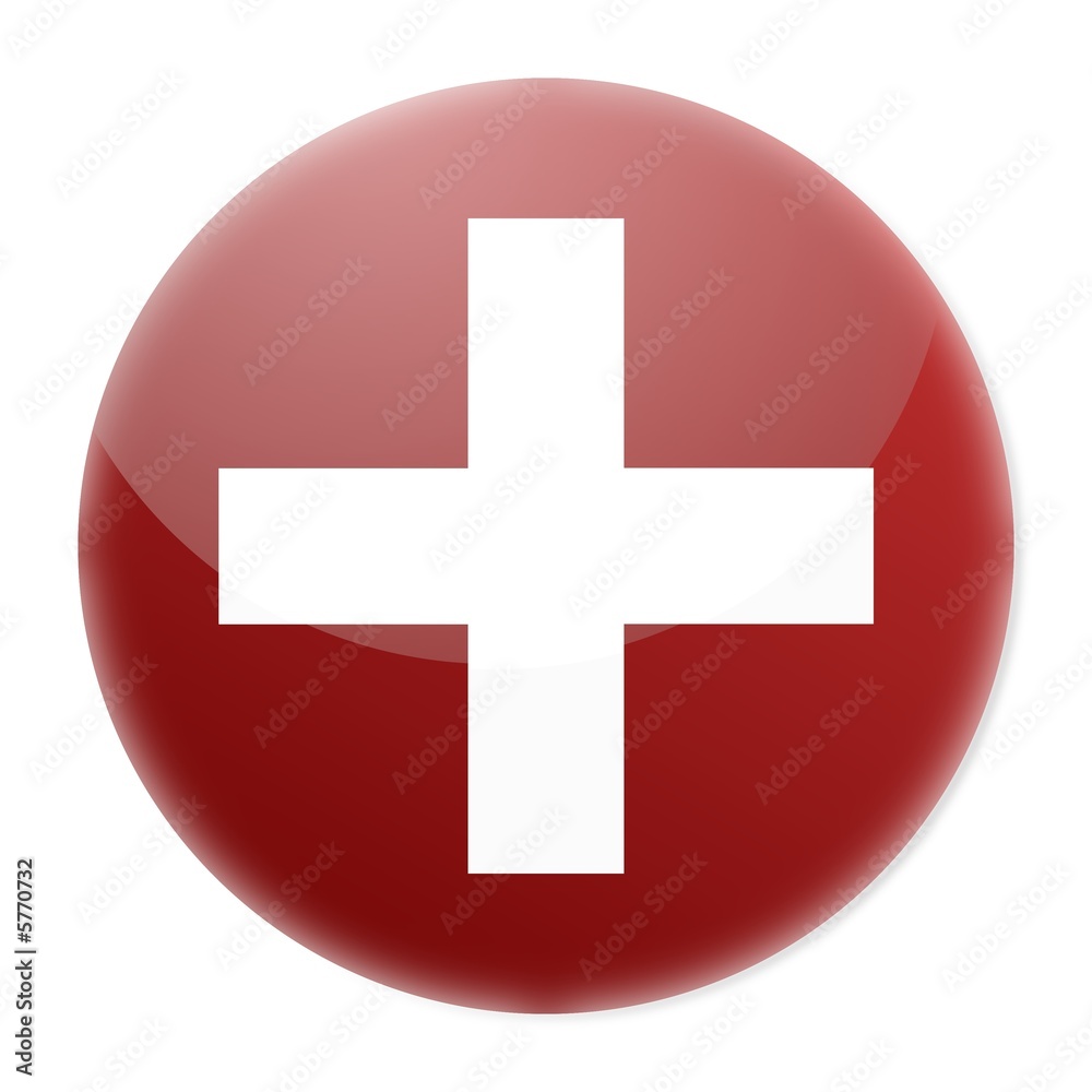 Poster white cross on red aqua button