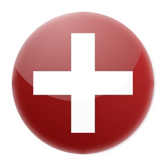 white cross on red aqua button