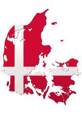 Carte du Danemark (drapeau)