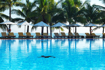 Tropical pool in luxury hotel