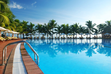 Tropical pool in luxury hotel
