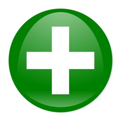 Obraz premium white cross on green aqua button