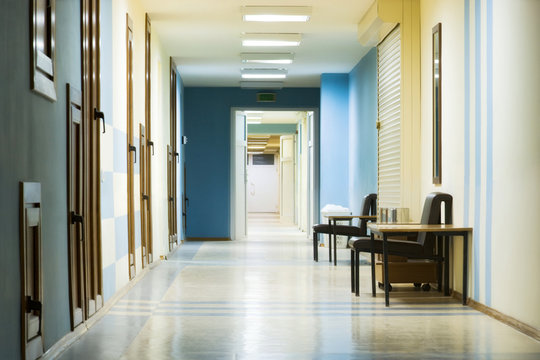 reception in hospital with corridor