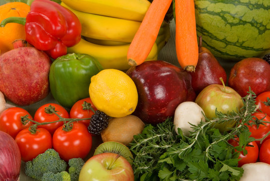 Fresh organic fruits and vegetables