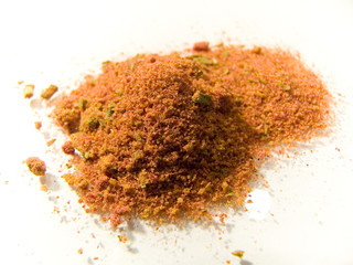 Red spices on a white background