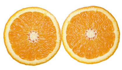 slice of orange isolated over white background