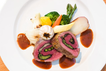 Mouthwatering platter of beef steaks 