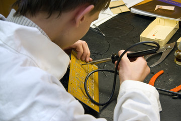 At the laboratory