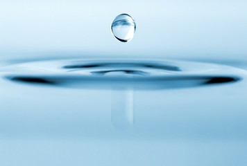 isolated water drop with rippling water