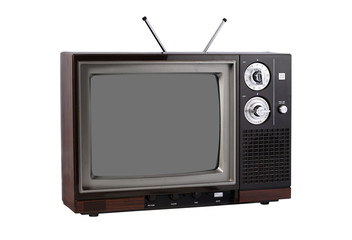 Vintage TV set with antenna - angle view