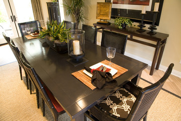 Luxury home dining table with modern decor.