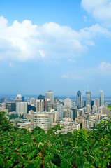 View over Montreal city center in summer.