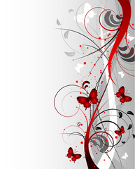 Abstract floral background with butterflies