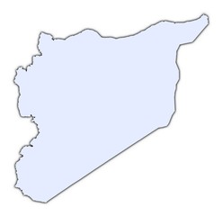 Syria light blue map with shadow