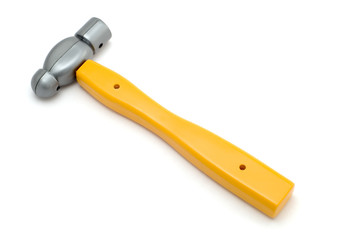 object on white - tool toy yellow hammer