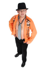 Cheerful the man in a black hat