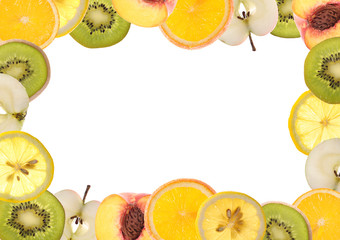 fruit border on the white background