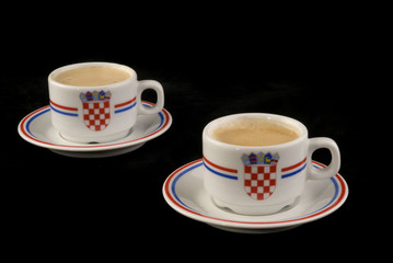 Two cups of espresso coffee in Croatia