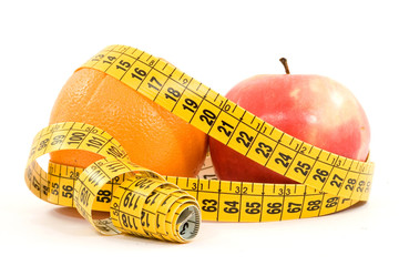 fruit and meter diet concept isolated