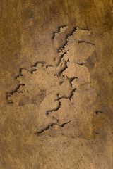 england map on vintage bright copper texture