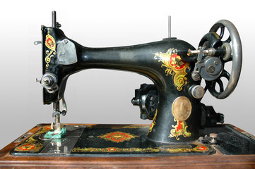 antique sewing machine - obrazy, fototapety, plakaty