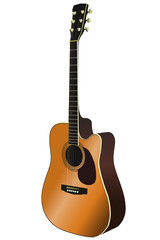Naklejka premium Vector - Acoustic guitar on a white background, isolated.