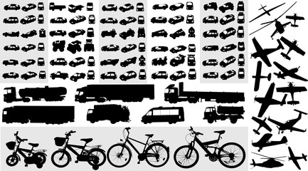 vector collection of transportation silhouettes