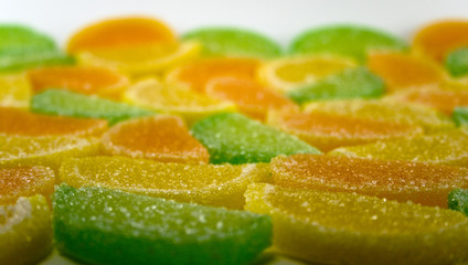 close-up of colourful fruit candies