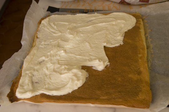 Preparation: etaler le mascarpone sur le biscuit