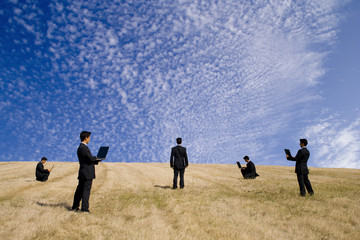 businessman working in a field 